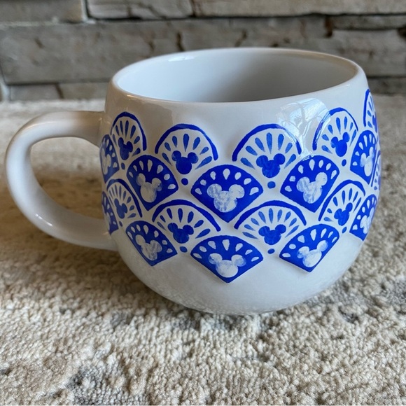 Disney Parks Homestead Blue Collection Mickey Icon Coffee Mug White Blue 21oz - Picture 3 of 6